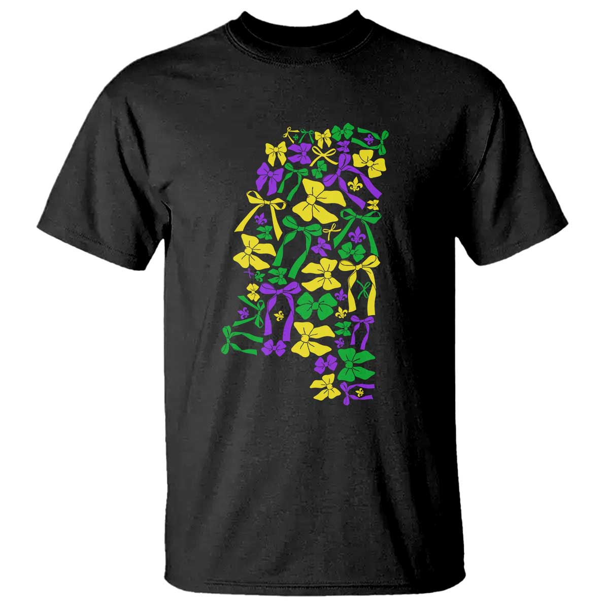 Funny Mardi Gras Mississippi Map Coquette Bow T Shirt TS11 Black Print Your Wear