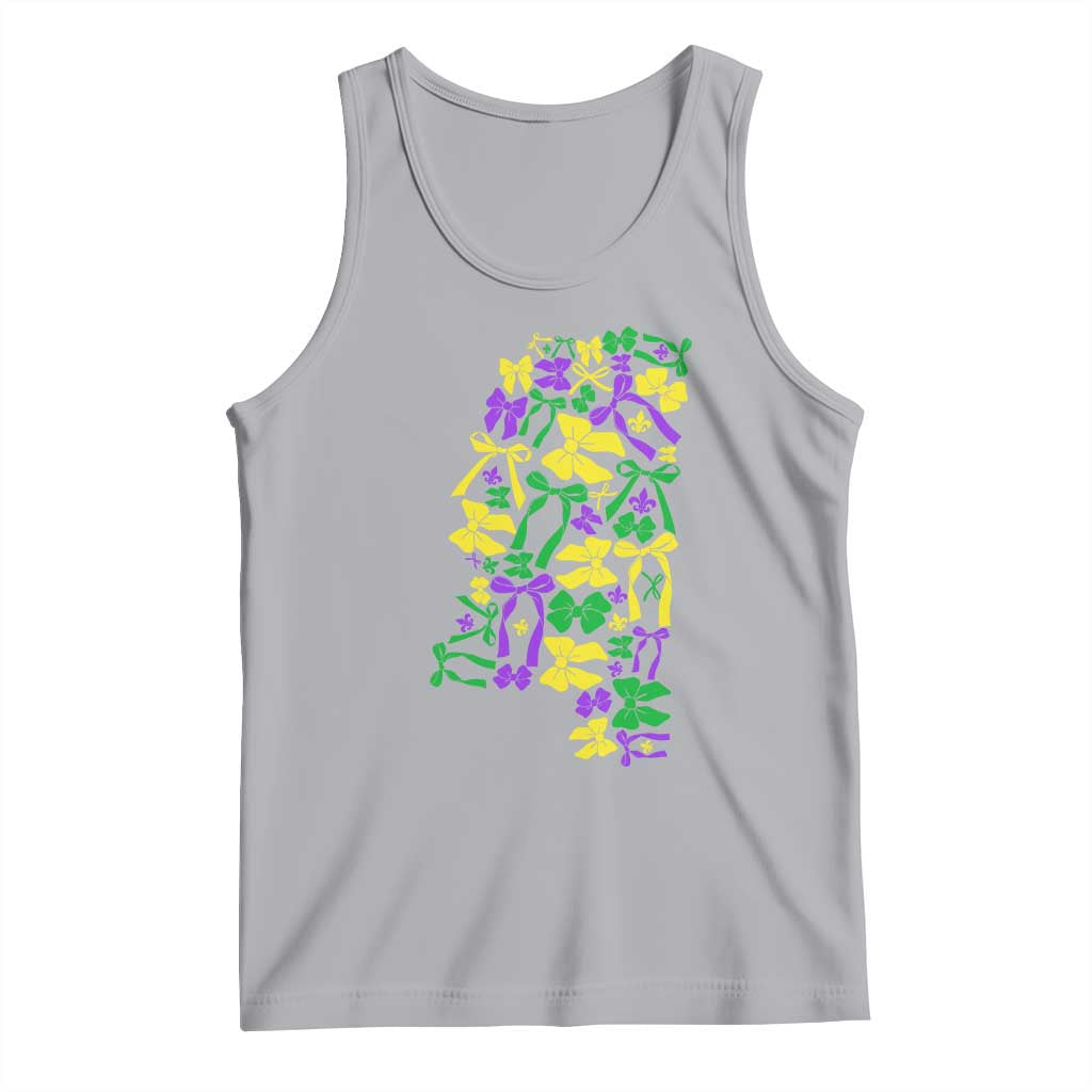 Funny Mardi Gras Mississippi Map Coquette Bow Tank Top TS11 Athletic Heather Print Your Wear