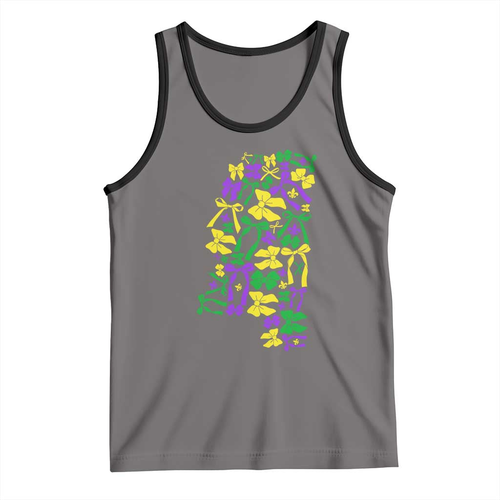 Funny Mardi Gras Mississippi Map Coquette Bow Tank Top TS11 Deep Heather Black Print Your Wear