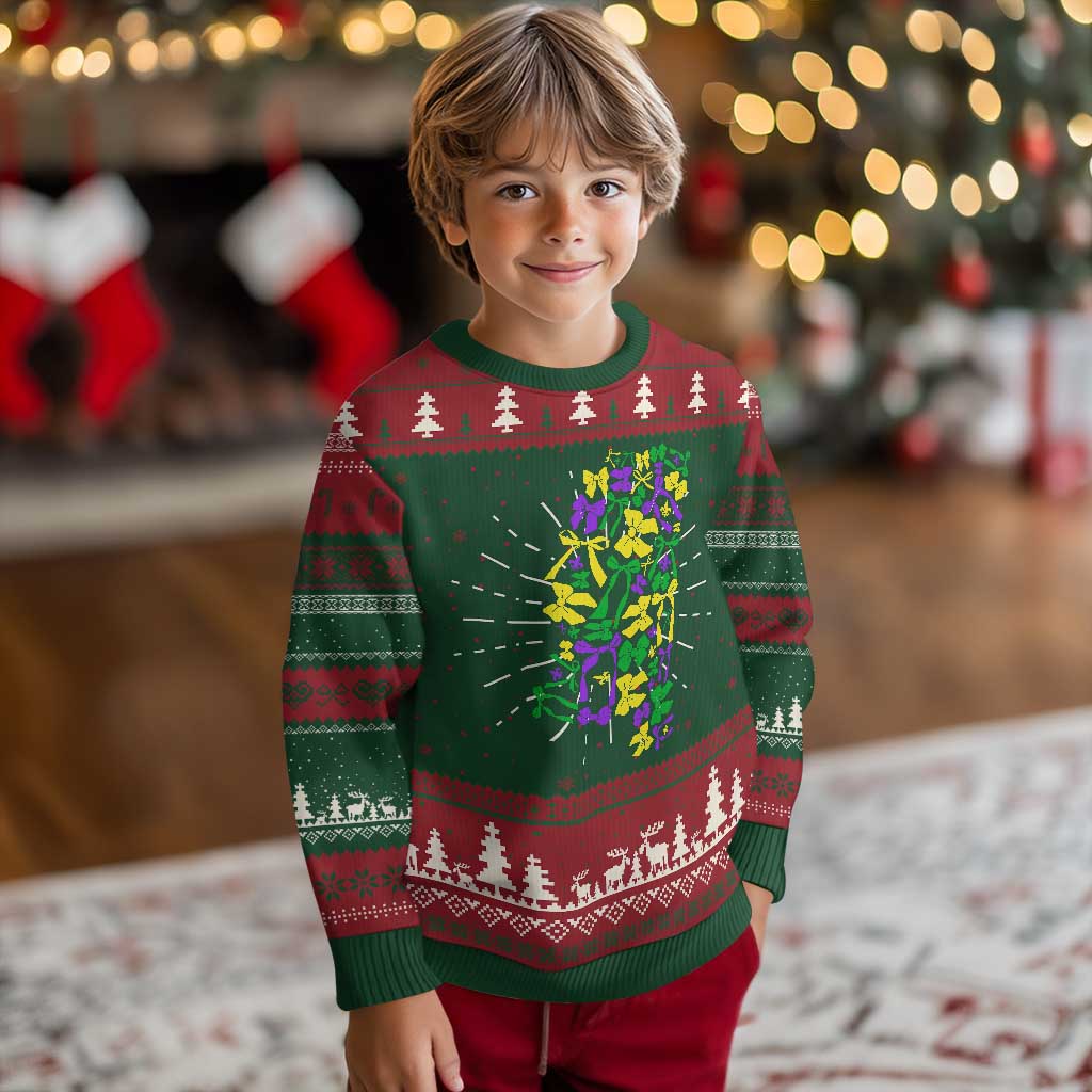 Funny Mardi Gras Mississippi Map Coquette Bow Knit Sweatshirt TS11 Christmas Print Your Wear