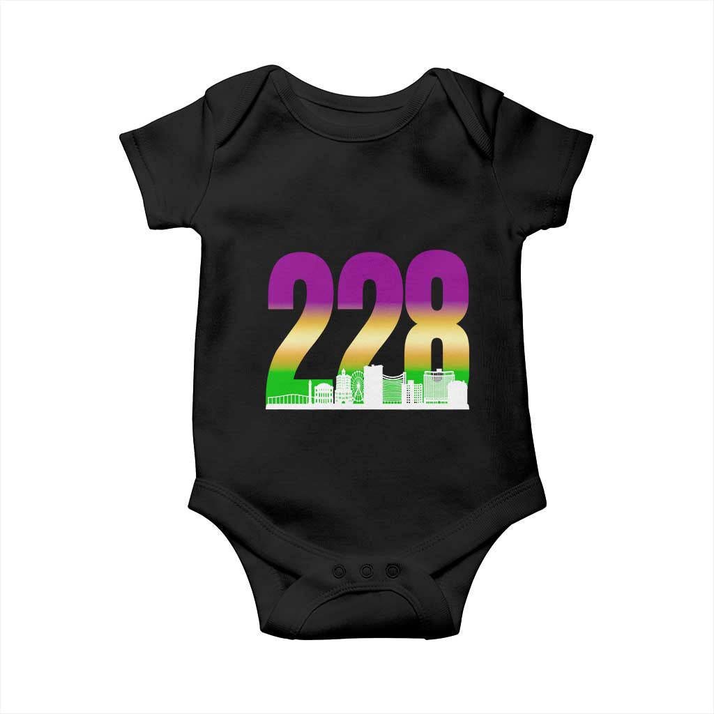 Funny Mardi Gras In Biloxi Mississippi Baby Onesie 228 Skyline Area Code TS11 Black Print Your Wear