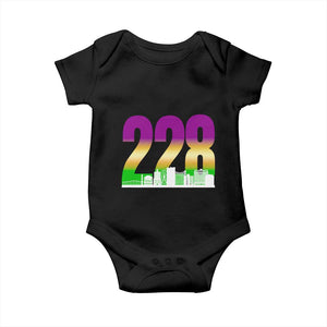 Funny Mardi Gras In Biloxi Mississippi Baby Onesie 228 Skyline Area Code TS11 Black Print Your Wear