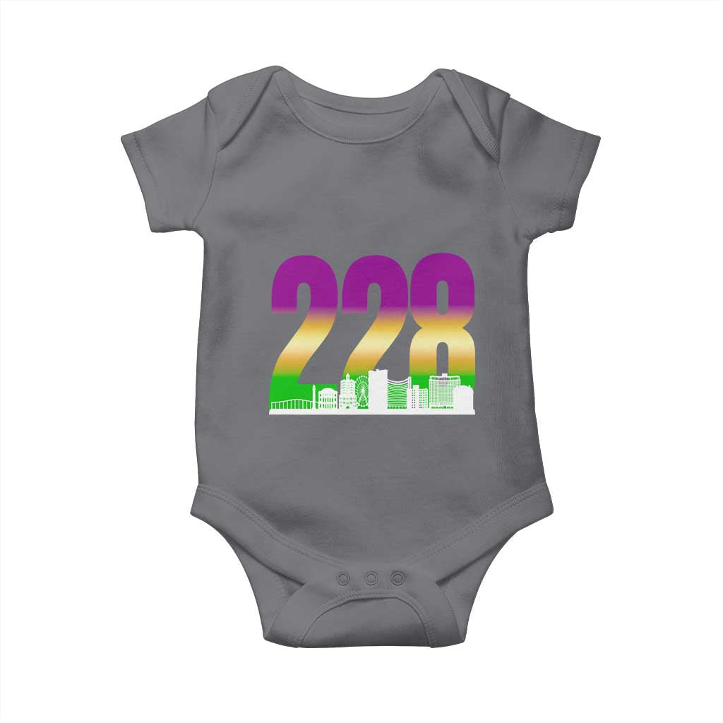 Funny Mardi Gras In Biloxi Mississippi Baby Onesie 228 Skyline Area Code TS11 Charcoal Print Your Wear