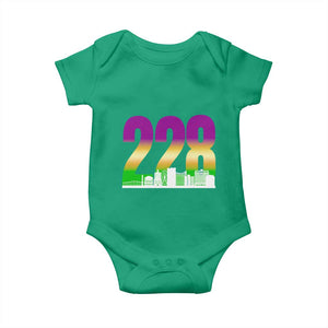 Funny Mardi Gras In Biloxi Mississippi Baby Onesie 228 Skyline Area Code TS11 Irish Green Print Your Wear