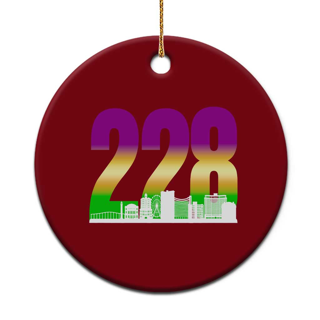 Funny Mardi Gras In Biloxi Mississippi Ceramic Ornament 228 Skyline Area Code TS11 1pc Red Print Your Wear