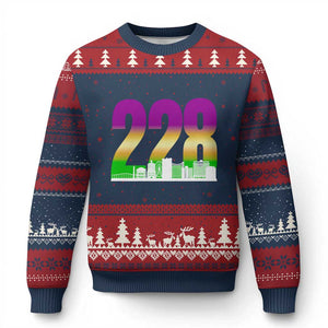 Funny Mardi Gras In Biloxi Mississippi Ugly Christmas Sweater 228 Skyline Area Code TS11 Navy Red Print Your Wear