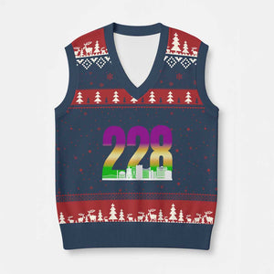 Funny Mardi Gras In Biloxi Mississippi V-Neck Knit Sweater Vest 228 Skyline Area Code TS11 Navy Red Print Your Wear