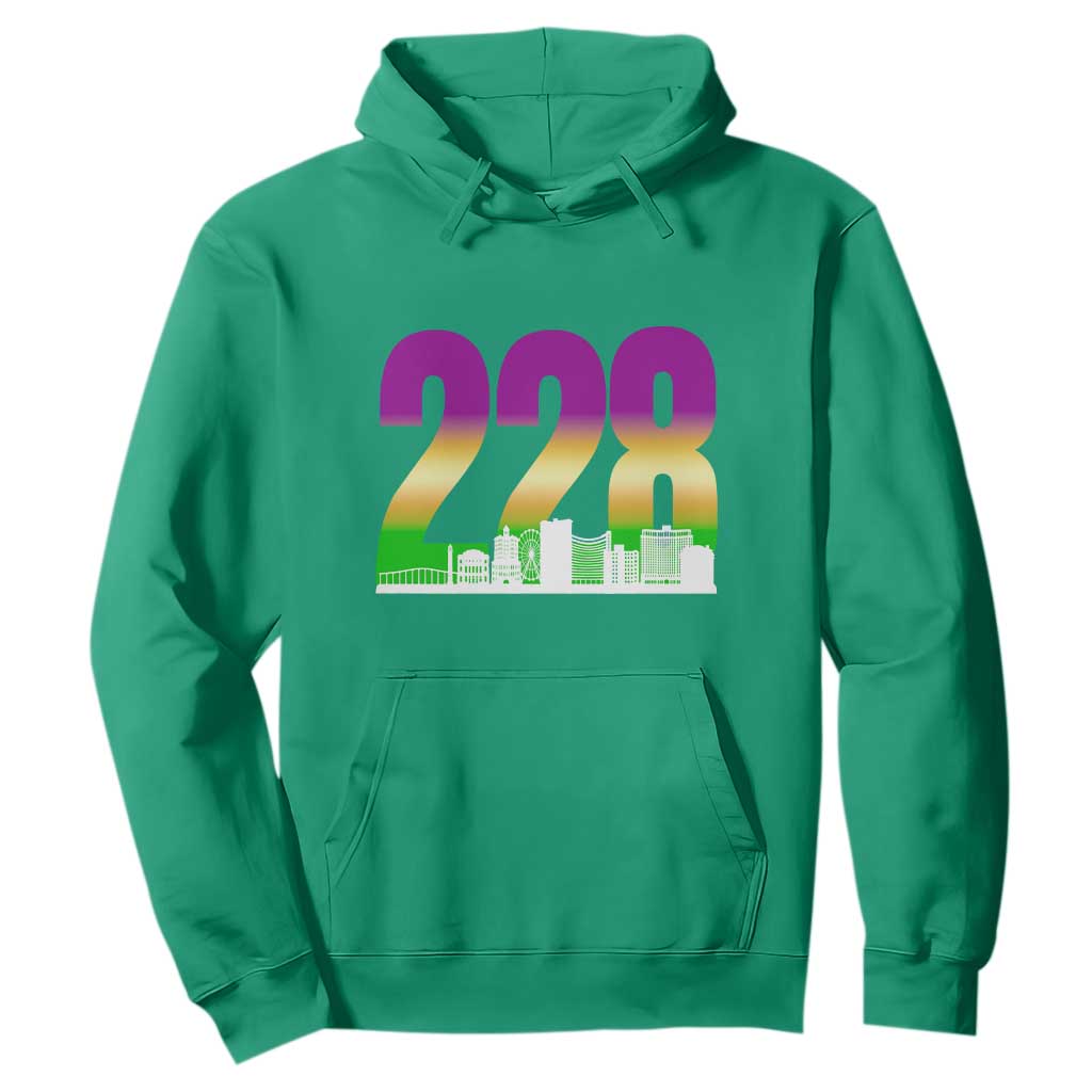 Funny Mardi Gras In Biloxi Mississippi Hoodie 228 Skyline Area Code TS11 Irish Green Print Your Wear