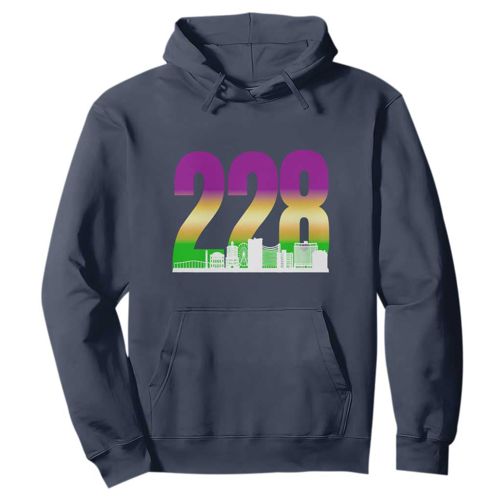 Funny Mardi Gras In Biloxi Mississippi Hoodie 228 Skyline Area Code TS11 Navy Print Your Wear