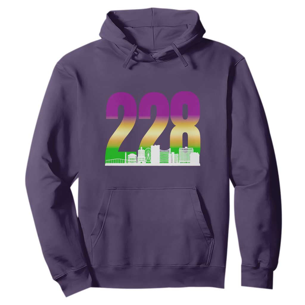 Funny Mardi Gras In Biloxi Mississippi Hoodie 228 Skyline Area Code TS11 Purple Print Your Wear