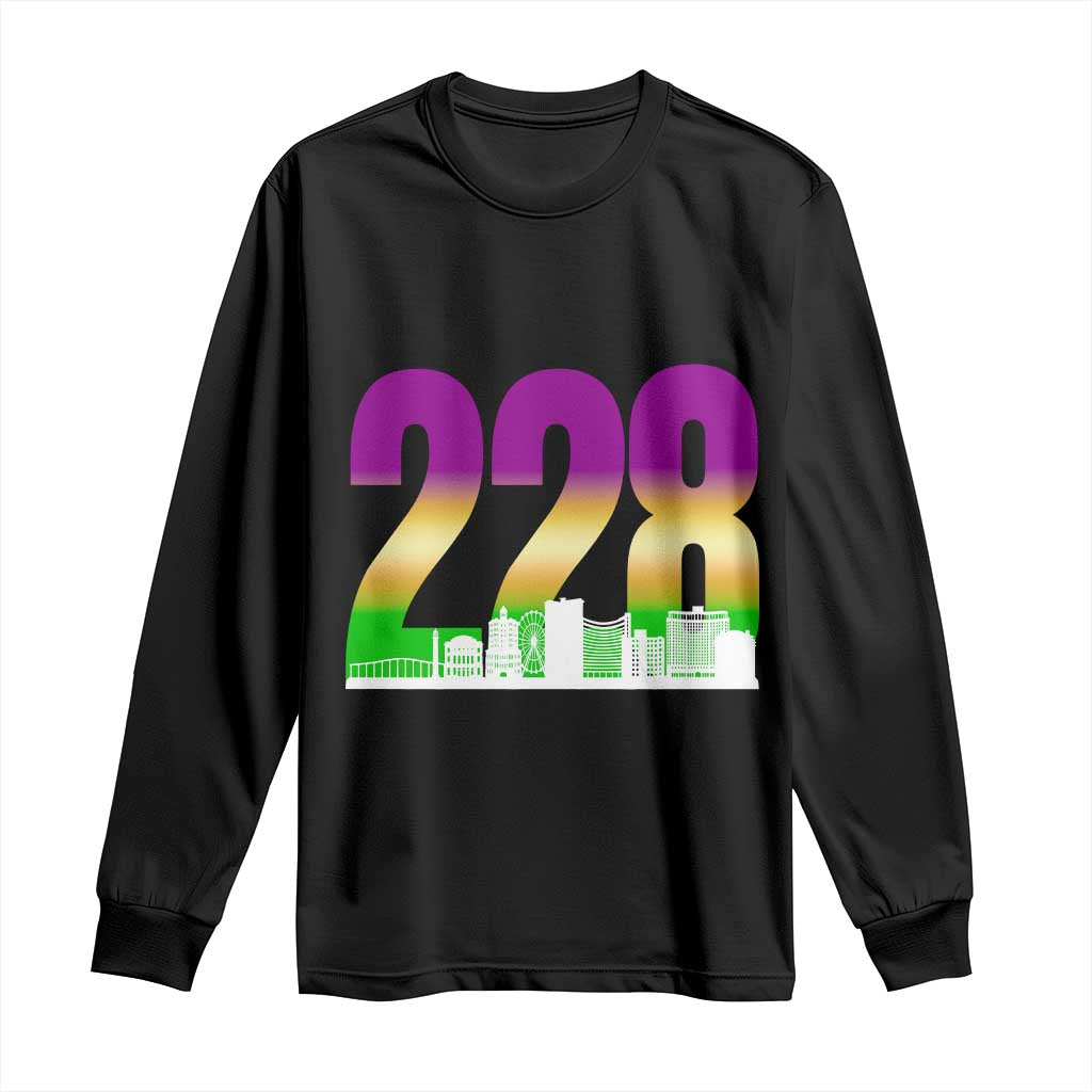 Funny Mardi Gras In Biloxi Mississippi Long Sleeve Shirt 228 Skyline Area Code TS11 Black Print Your Wear