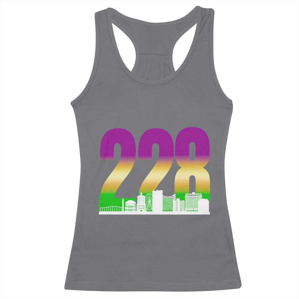 Funny Mardi Gras In Biloxi Mississippi Racerback Tank Top 228 Skyline Area Code TS11 Charcoal Print Your Wear
