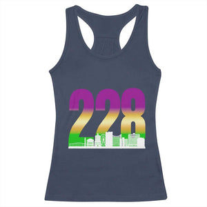Funny Mardi Gras In Biloxi Mississippi Racerback Tank Top 228 Skyline Area Code TS11 Navy Print Your Wear