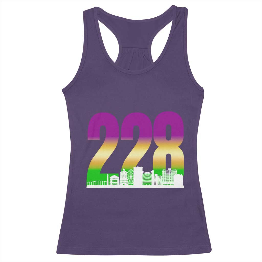Funny Mardi Gras In Biloxi Mississippi Racerback Tank Top 228 Skyline Area Code TS11 Purple Print Your Wear