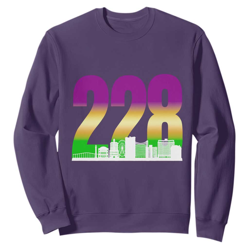 Funny Mardi Gras In Biloxi Mississippi Sweatshirt 228 Skyline Area Code TS11 Purple Print Your Wear