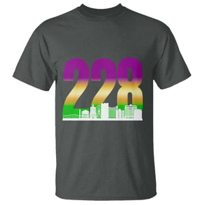 Funny Mardi Gras In Biloxi Mississippi T Shirt 228 Skyline Area Code TS11 Dark Heather Print Your Wear