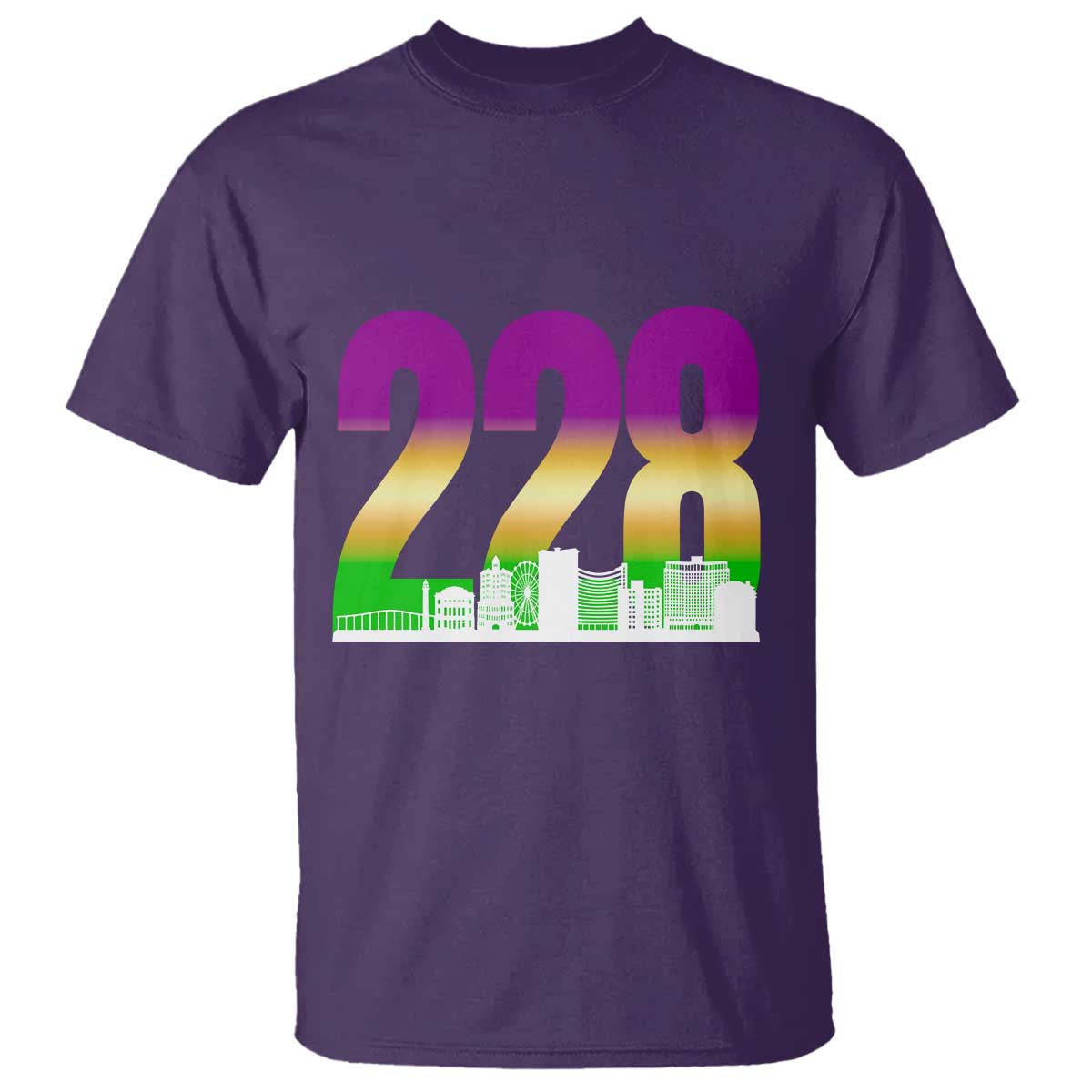 Funny Mardi Gras In Biloxi Mississippi T Shirt 228 Skyline Area Code TS11 Purple Print Your Wear