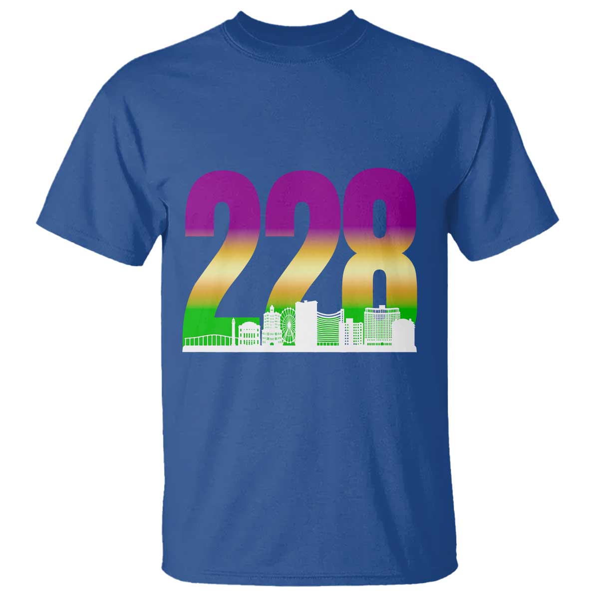 Funny Mardi Gras In Biloxi Mississippi T Shirt 228 Skyline Area Code TS11 Royal Blue Print Your Wear