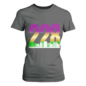 Funny Mardi Gras In Biloxi Mississippi T Shirt For Women 228 Skyline Area Code TS11 Dark Heather Print Your Wear