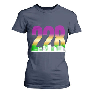 Funny Mardi Gras In Biloxi Mississippi T Shirt For Women 228 Skyline Area Code TS11 Navy Print Your Wear