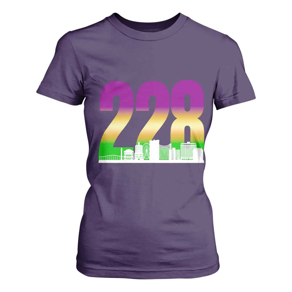 Funny Mardi Gras In Biloxi Mississippi T Shirt For Women 228 Skyline Area Code TS11 Purple Print Your Wear