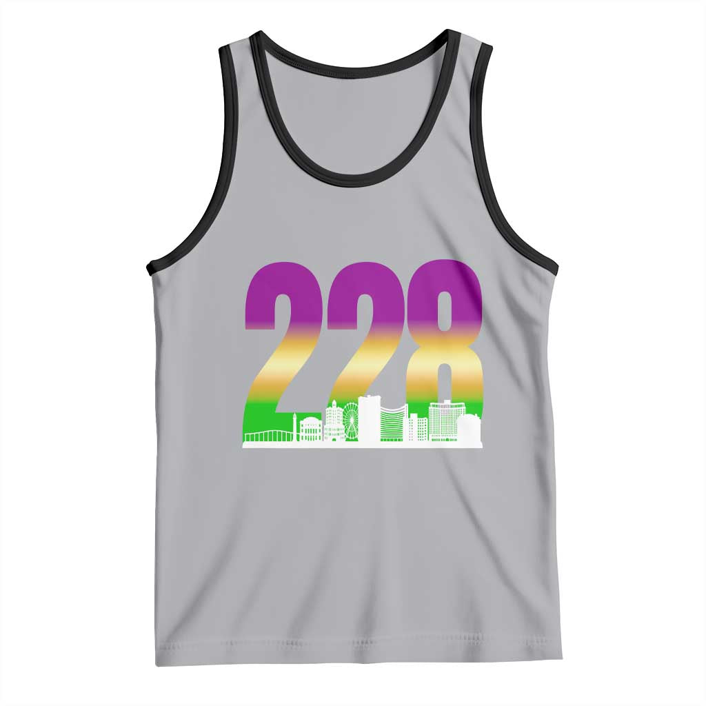 Funny Mardi Gras In Biloxi Mississippi Tank Top 228 Skyline Area Code TS11 Athletic Heather Black Print Your Wear