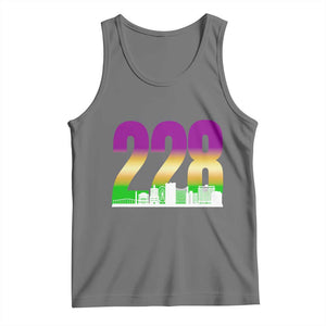 Funny Mardi Gras In Biloxi Mississippi Tank Top 228 Skyline Area Code TS11 Black Heather Print Your Wear