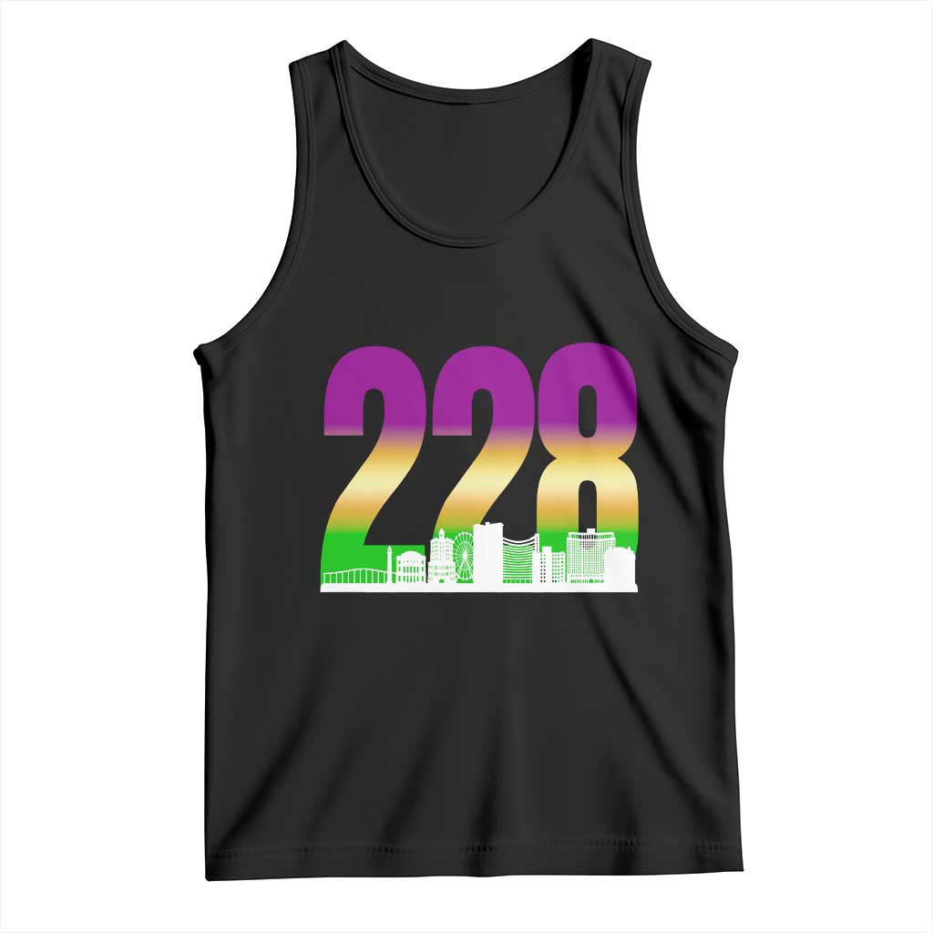 Funny Mardi Gras In Biloxi Mississippi Tank Top 228 Skyline Area Code TS11 Black Print Your Wear