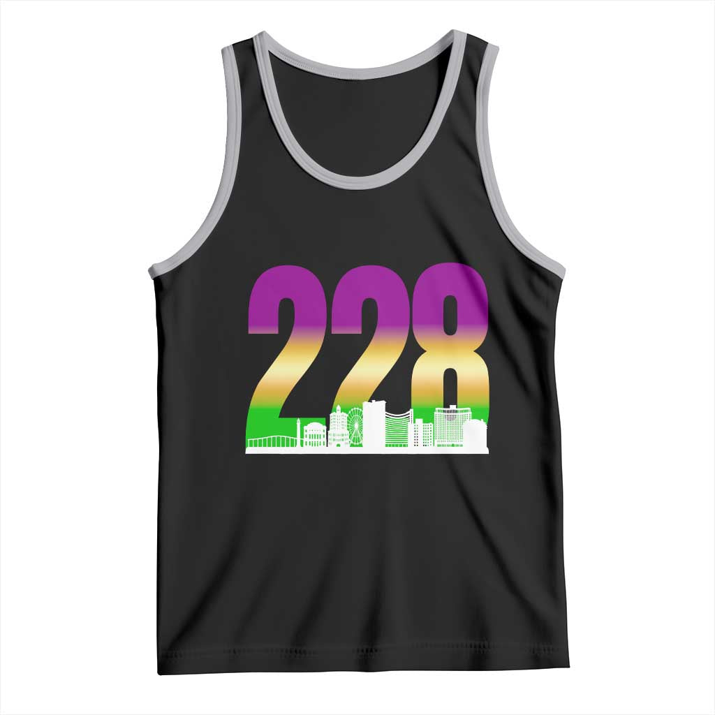 Funny Mardi Gras In Biloxi Mississippi Tank Top 228 Skyline Area Code TS11 Black Athletic Heather Print Your Wear