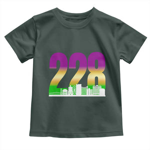 Funny Mardi Gras In Biloxi Mississippi Toddler T Shirt 228 Skyline Area Code TS11 Dark Forest Green Print Your Wear