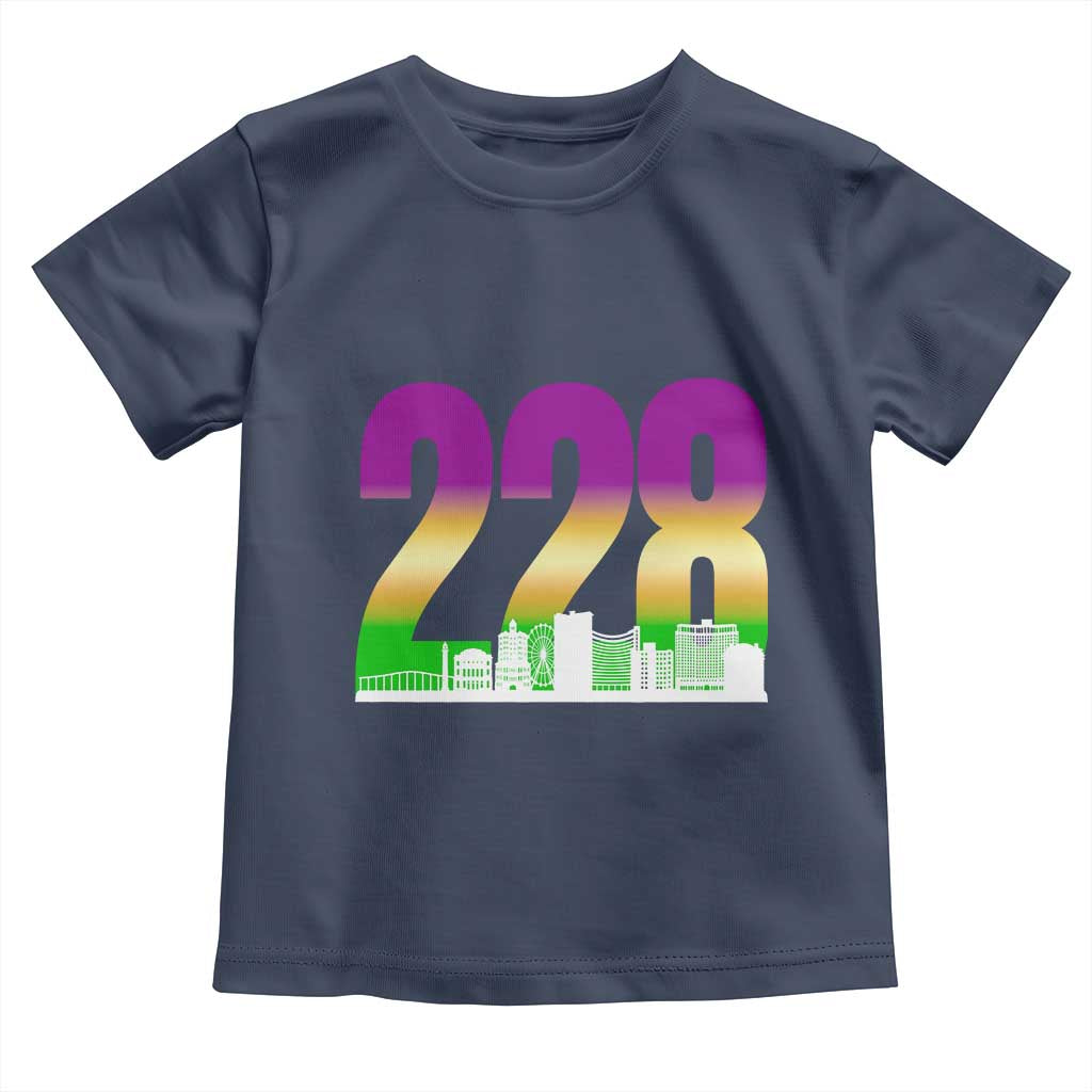 Funny Mardi Gras In Biloxi Mississippi Toddler T Shirt 228 Skyline Area Code TS11 Navy Print Your Wear