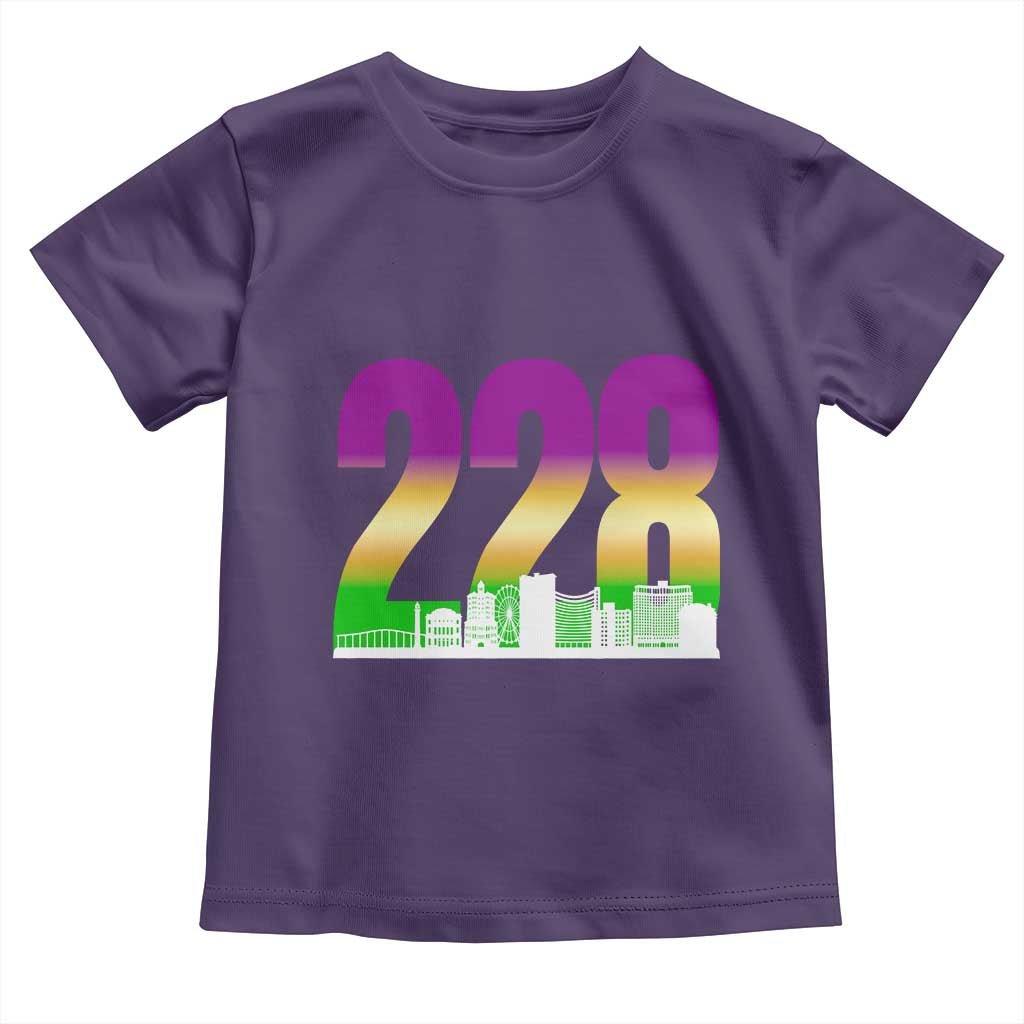 Funny Mardi Gras In Biloxi Mississippi Toddler T Shirt 228 Skyline Area Code TS11 Purple Print Your Wear
