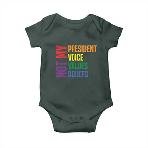 Not My President Not My Voice Not My Values Not My Beliefs Baby Onesie Vintage Rainbow Text TS11 Print Your Wear