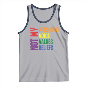 Not My President Not My Voice Not My Values Not My Beliefs Tank Top Vintage Rainbow Text TS11 Athletic Heather Navy Print Your Wear