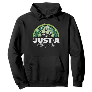 Funny St Patrick's Day Nurse Hoodie Just A Little Pinch Rainbow Shamrock TS11 Black Print Your Wear