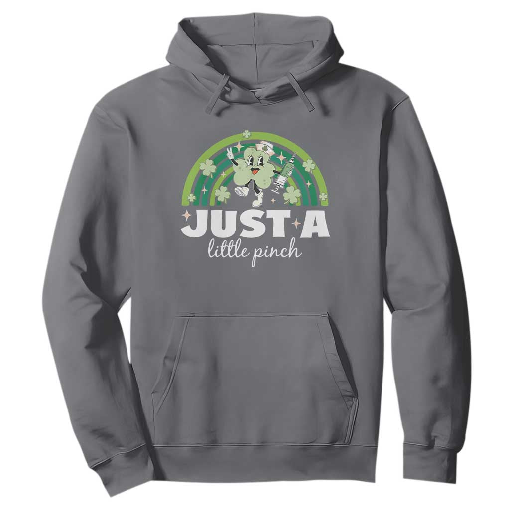 Funny St Patrick's Day Nurse Hoodie Just A Little Pinch Rainbow Shamrock TS11 Charcoal Print Your Wear