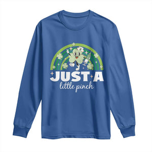 Funny St Patrick's Day Nurse Long Sleeve Shirt Just A Little Pinch Rainbow Shamrock TS11 Royal Blue Print Your Wear