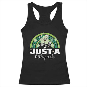 Funny St Patrick's Day Nurse Racerback Tank Top Just A Little Pinch Rainbow Shamrock TS11 Black Print Your Wear