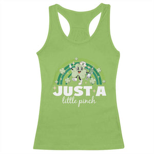 Funny St Patrick's Day Nurse Racerback Tank Top Just A Little Pinch Rainbow Shamrock TS11 Lime Print Your Wear