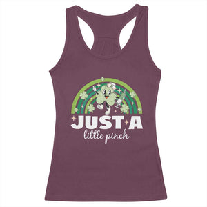 Funny St Patrick's Day Nurse Racerback Tank Top Just A Little Pinch Rainbow Shamrock TS11 Maroon Print Your Wear