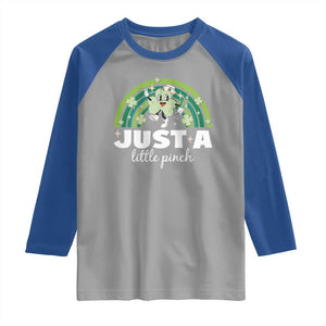 Funny St Patrick's Day Nurse Raglan Shirt Just A Little Pinch Rainbow Shamrock TS11 Sport Gray Royal Print Your Wear