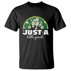 Funny St Patrick's Day Nurse T Shirt Just A Little Pinch Rainbow Shamrock TS11 Black Print Your Wear