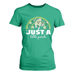 Funny St Patrick's Day Nurse T Shirt For Women Just A Little Pinch Rainbow Shamrock TS11 Irish Green Print Your Wear