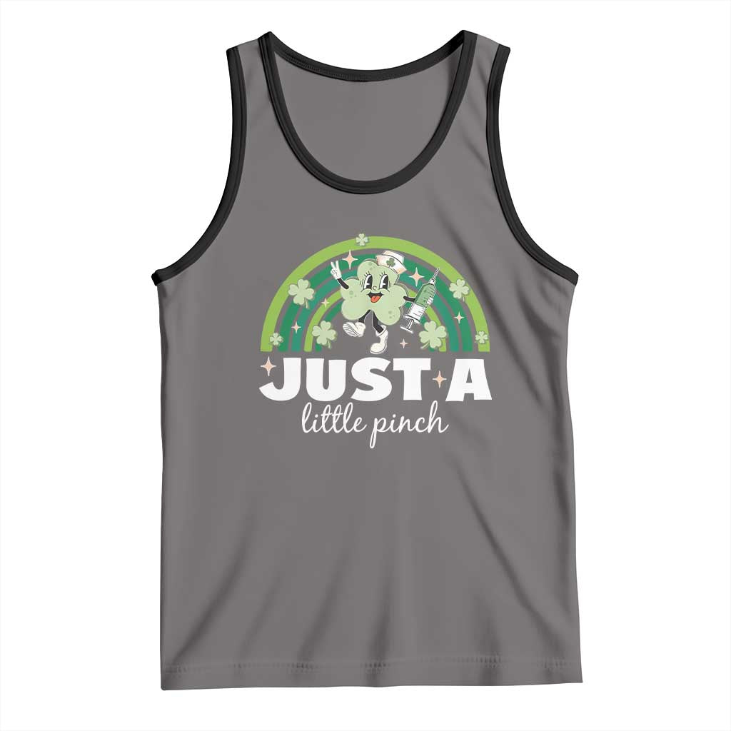 Funny St Patrick's Day Nurse Tank Top Just A Little Pinch Rainbow Shamrock TS11 Deep Heather Black Print Your Wear