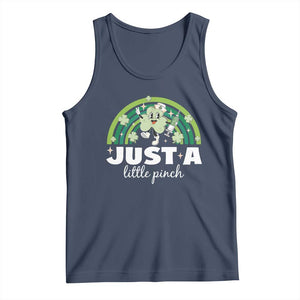 Funny St Patrick's Day Nurse Tank Top Just A Little Pinch Rainbow Shamrock TS11 Navy Print Your Wear