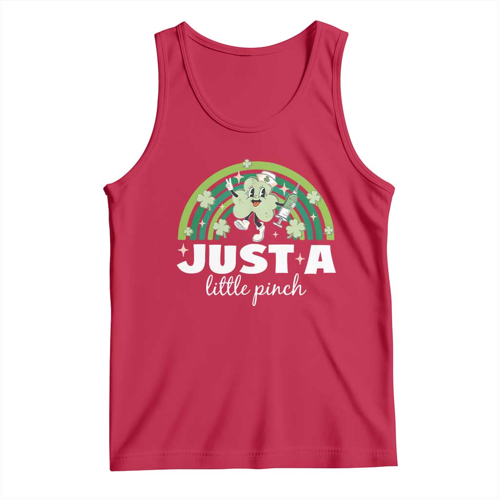 Funny St Patrick's Day Nurse Tank Top Just A Little Pinch Rainbow Shamrock TS11 Red Print Your Wear