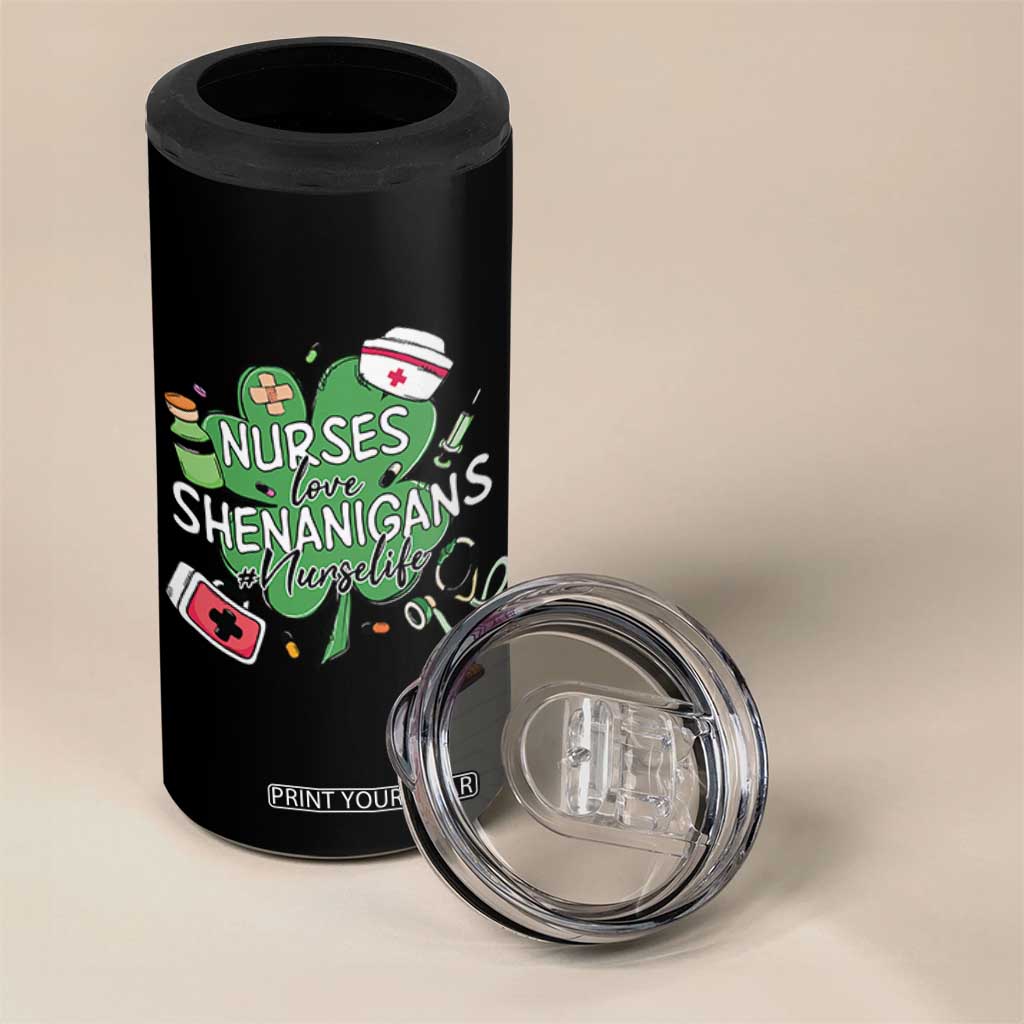 Funny St Patrick's Day Nurse 4 in 1 Can Cooler Tumbler Nurses Love Shenanigans Nurse Life Shamrock TS11 Print Your Wear