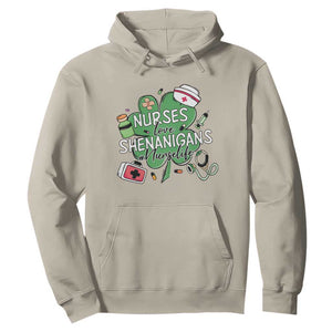 Funny St Patrick's Day Nurse Hoodie Nurses Love Shenanigans Nurse Life Shamrock TS11 Sand Print Your Wear
