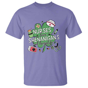 Funny St Patrick's Day Nurse T Shirt Nurses Love Shenanigans Nurse Life Shamrock TS11 Violet Print Your Wear