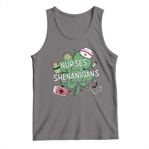 Funny St Patrick's Day Nurse Tank Top Nurses Love Shenanigans Nurse Life Shamrock TS11 Deep Heather Print Your Wear